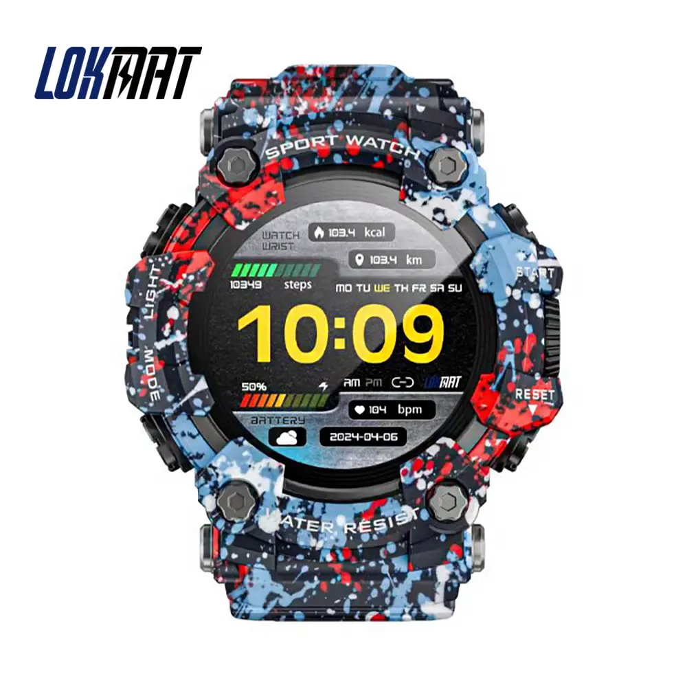 LOKMAT ATTACK GT Sports Smartwatch - Bluetooth Calling, Multi-Sports Fitness Tracker with Remote Heart Rate Monitor, Compass, Flashlight, Music Player, Water-Resistant Outdoor Wearable for Android & iOS