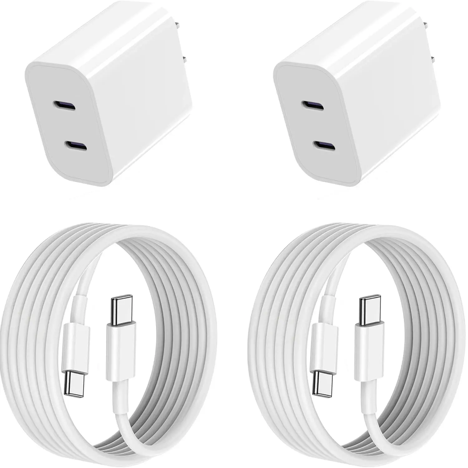 Fast Charger for iPhone 17 16 15 Charger Fast Charging Dual Type C Chargers USB C Block & 6FT Chargers Cable for iPhone 17 Air/17 Pro Max/16e/16 Plus/16 Pro Max/15 ProMax,iPad Pro/ AirPods 4, 2Pack