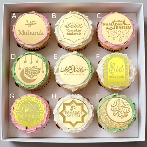 10pcs/20pcs Eid Mubarak Ramadan Kareem Acrylic Cupcake Toppers Mirror Gold Cake Topper Ramadan Mubarak Party DIY Decorations Supplies Cake Decorating Supplies
