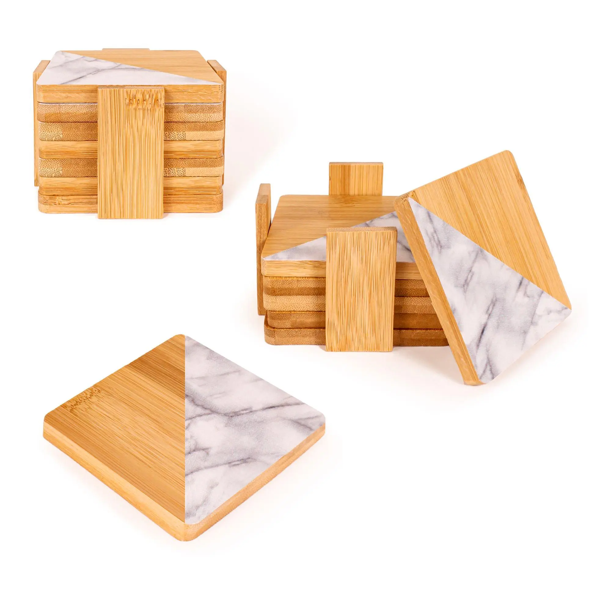 BergHOFF Natural Bamboo Coasters 15Pc Set, Square BergHOFF Natural Bamboo Coasters 15Pc Set, Square