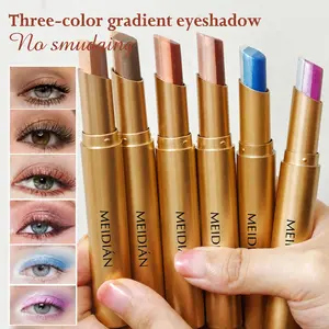 3-in-1 Easy Eyeshadow Stick for Beginners,SmudgeProof in Seconds, One-Stroke Application,Creamy Shimmer Highly Pigmented Trio Eyeshadow Stick Waterproof Longwear Liquid Eyeliner Color Changing Lip Oil Trio Waterproof Shiny Diamond Eyeshadow