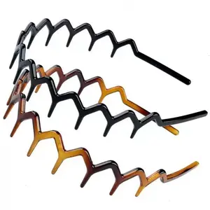 Women Girls Men Fashion Hair Headband Set, Vintage Leopard Print Zigzag Design, Anti-Slip Comb, Fluffy High Top Comfort Fit