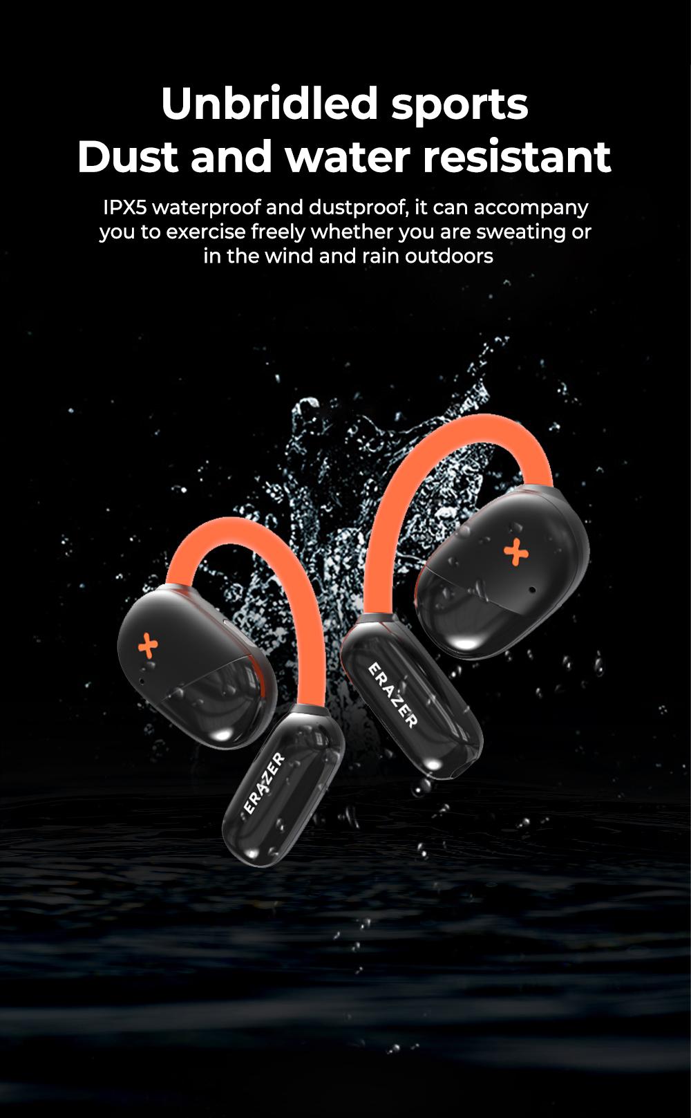 ERAZER XF33 OWS Wireless Bluetooth 5.4 Earphones Luminous Headphones HIFI Sound Quality Music Full Color Display Touch Screen Gaming Headsets Built-in Mic Earbuds Compatible with Phone Computer