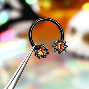 Oufer 16G Halloween Black Spider Web Horseshoe Septum Jewelry