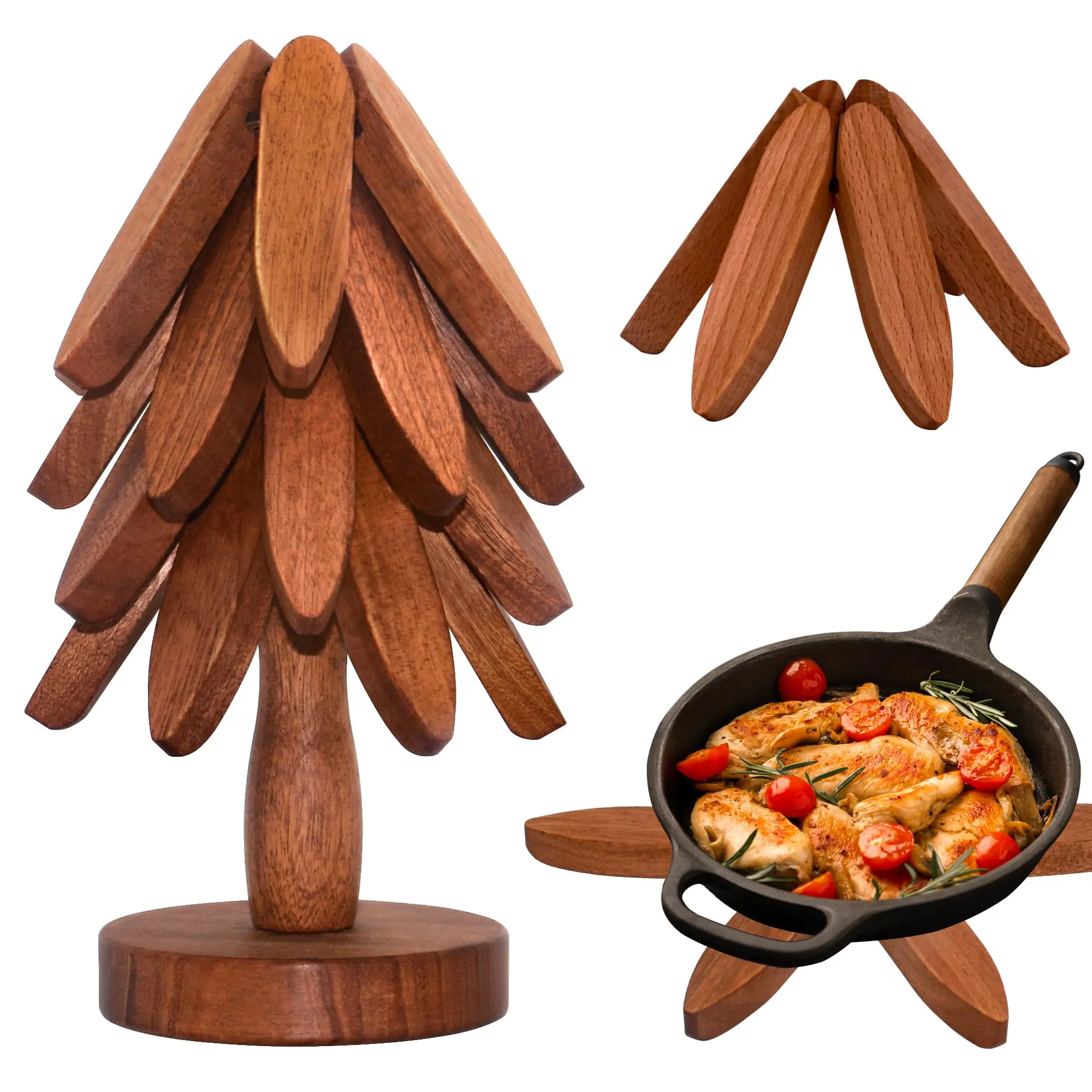 Solid Wood Tree Shaped Heat Insulation Pads, Wooden Coasters, Wooden Trivet, Thickened Waterproof Non-Slip Anti-Scald, Ideal for Living Room, Kitchen, Dining Room, Cups & Gatherings