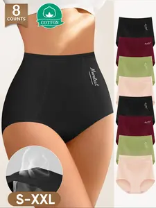 Women's High-Waisted Cotton Underwear Set, Soft Breathable Non-Irritating Design, Comfort Fit All Season Wear, Multiple Colors Available, Panties