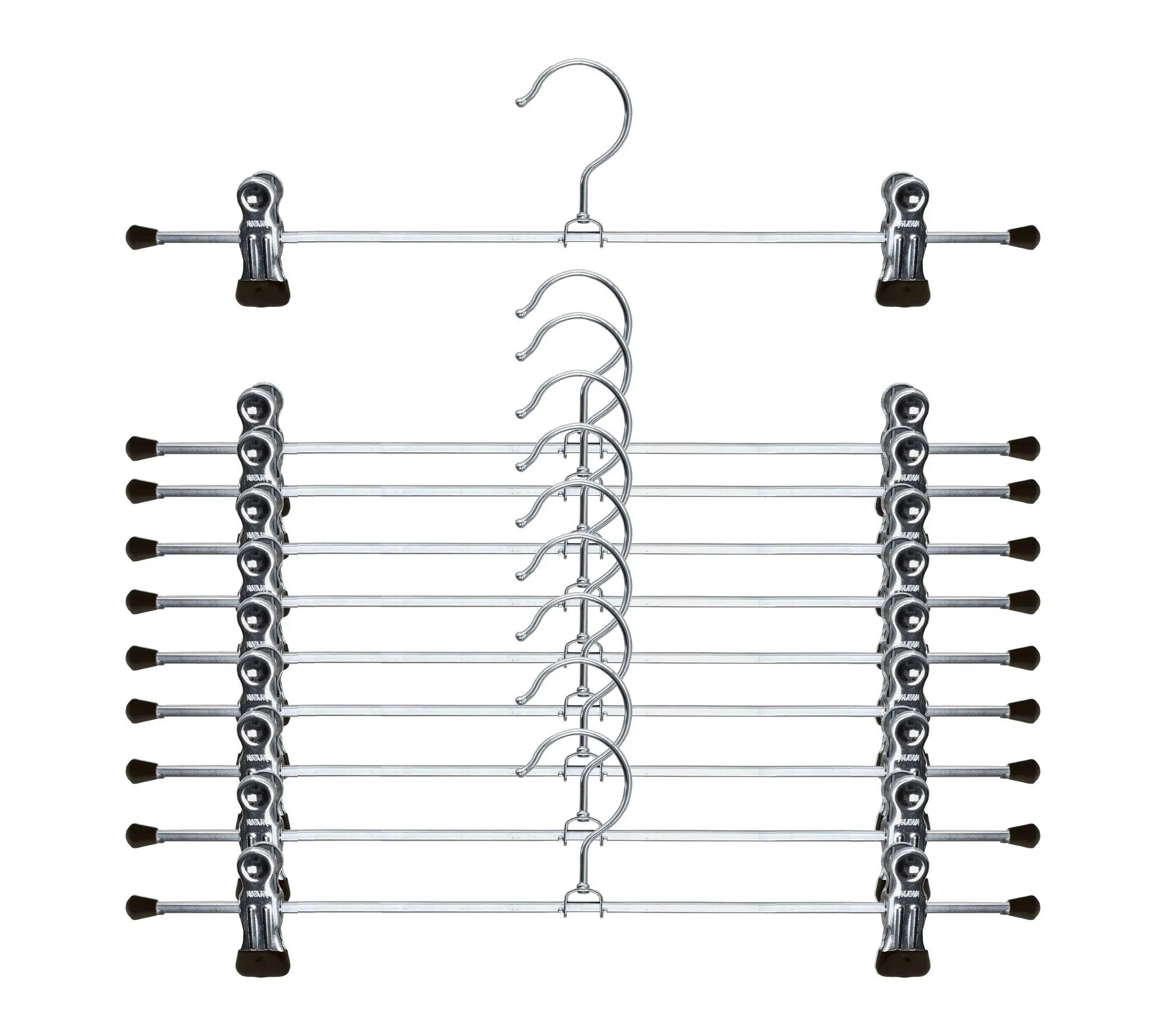 MAWA 10pc 16inch Pant/Skirt Adjustable Clip Hanger