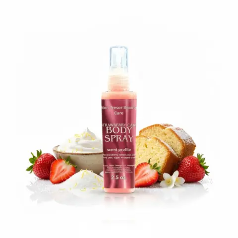 Strawberry Cake Body Spray - 2.5 oz & 4 oz Bottle with Natural Ingredients, Aroma Fragrance for Freshening Up Your Daily Routine Fruity Indulge, Fruit Fragrances, 4 – 4.9 Fl Oz