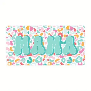 Mama Rainbow Leopard License Plate, Car Tag for Women, Car Coasters, Retro Mama License Plate, License Plate Frame, Aluminum Front License Plate- 6x12- inch polished metal standard plate, easy to install, for decor only, Made in USA