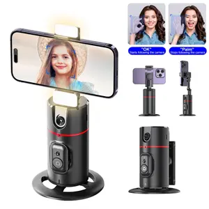 AI intelligent rotating selfie tool with automatic face tracking function, rechargeable camera holder for iOS and Android, hands-free operation, very suitable for travel video logs, live broadcasts, interviews, video creation, and content shooting