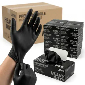 Disposable Black Synthetic Nitrile Gloves, Latex-Free, Powder-Free, Food-Grade, Touch Screen Friendly for Cooking, Cleaning, Mechanics, Pack of 100