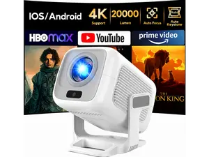 AKIYO O4 Projector, 2026 Upgraded Mini Projector Full HD 1080P WiFi Bluetooth, Auto Focus Video Projector 120 Degree Rotation, Home Cinema Compatible with HDMI/USB/Smartphone