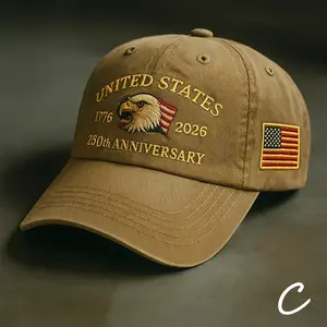 U.S. 1776-2026 250th Anniversary Men’s Soft-Top Nylon Baseball Cap, Printed Art American Eagle Design, Sun Protection All-Seasons Hat, Great Gift for Friends/Boyfriend, July Fourth Street-Style Everyday Wear (Note: Pattern is Printed Not Embroidered)
