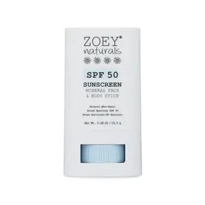 Zoey Naturals SPF 50 Mineral Sunscreen Stick Fragrance-Free - For Kids and Babies