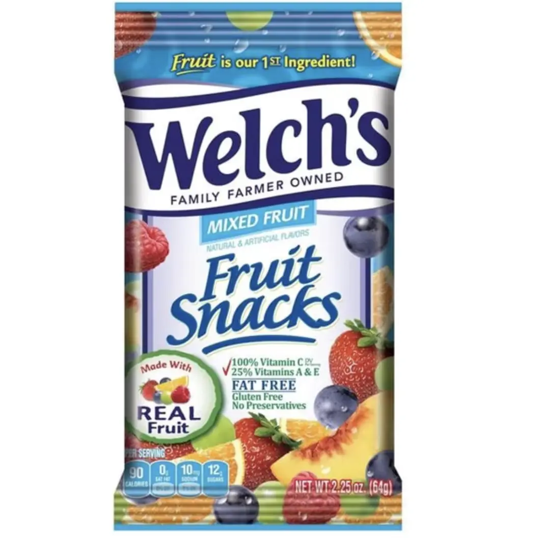 Welch's Mixed Fruit Snacks - Sweet Chewy Fruity Flavor 2.25 oz Bag - Perfect for School Work Travel or Anytime Snacking - 90 Calories per Serving