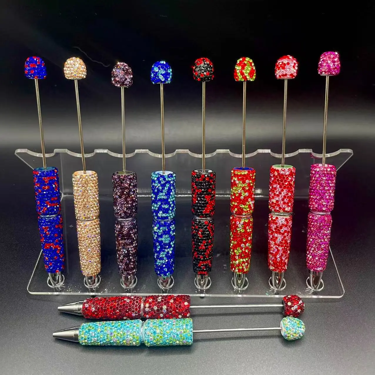 10-Piece Beaded Pen Set DIY Jewelry Kit, Ink Pens Ideal for Parties Valentine's Day Christmas Gifts Home Office Supplies, Glitter Gel Pens, Aesthetic Pens, Unique Pens