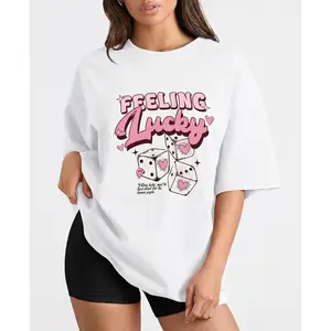 Dice & Letter Print Tee, Casual Street Short Sleeve Round Neck T-Shirt for Summer, Top for Daily Wear