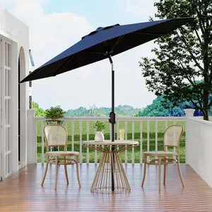 10FT Patio Umbrella – Outdoor Table Umbrella with Crank Lift & Push Button Tilt – Market Umbrella with 8 Sturdy Ribs, UV Protection for Pool, Deck, Yard, Garden