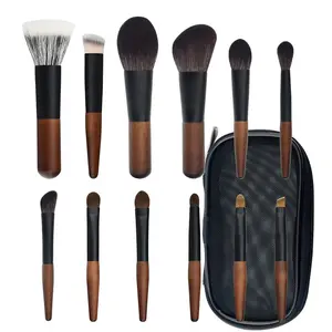 Professional Makeup Brush Set with Portable Storage Bag, 12 Short Handle Brushes for Foundation Blush Eyeshadow Concealer, Travel Essential
