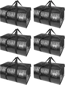 6-pack Enlarged enlarged thickened foldable waterproof moving storage bags with reinforced sturdy handles, suitable for home, dormitory, moving and camping use
