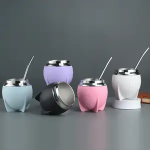 280ml double wall layer stainless steel yerba mate tea cup tumbler rocket coffee cup coffee tumbler no straw280ml Double Wall Stainless Steel Yerba Mate Cup - Insulated Travel Drinkware Thermos Tumbler for Hot Rocket Coffee & Tea, No Straw
