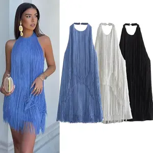 Women's Feather Tassel Party V-Neck Strap  Solid Color  Tassel Nightclub Cocktail Party  Elegant Red Off-Shoulder A-Line Dress 3D Flower Embroidered Bodycon Cowl Maxi ant dress prom