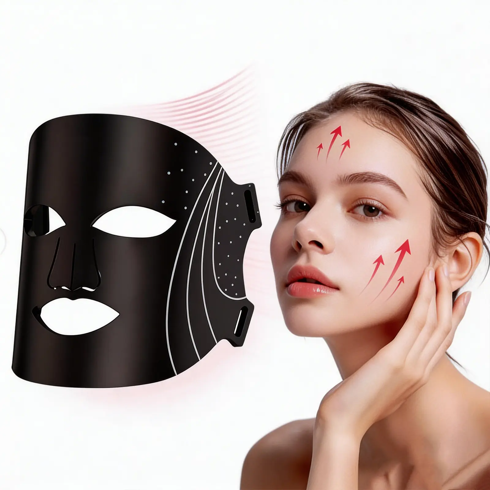 7-Color LED Light Therapy Mask for Skin Tightening, Flexible Silicone Face Mask with Remote Control, 3 Intensity Levels and Memory Function, Light Therapy Mask Skin Care Devices