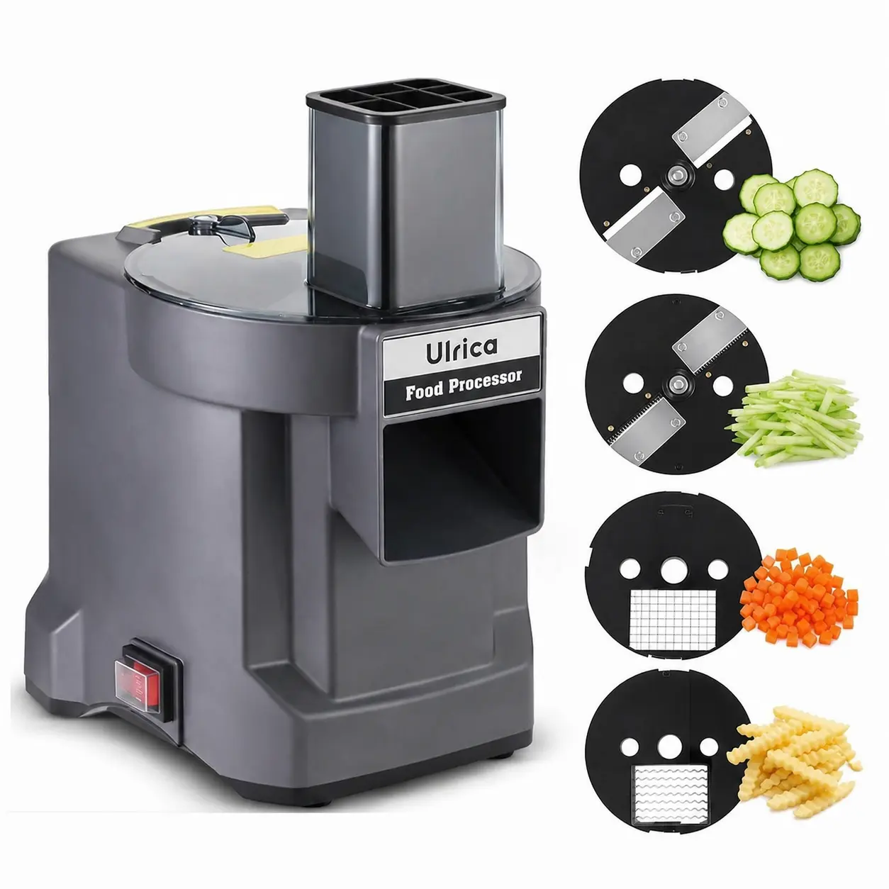 ULRICA Electric Vegetable Cutter & Dicer - 4-in-1 Dual Feed System Tool, Cuts Chopped Veggies for Chips, Salad Prep