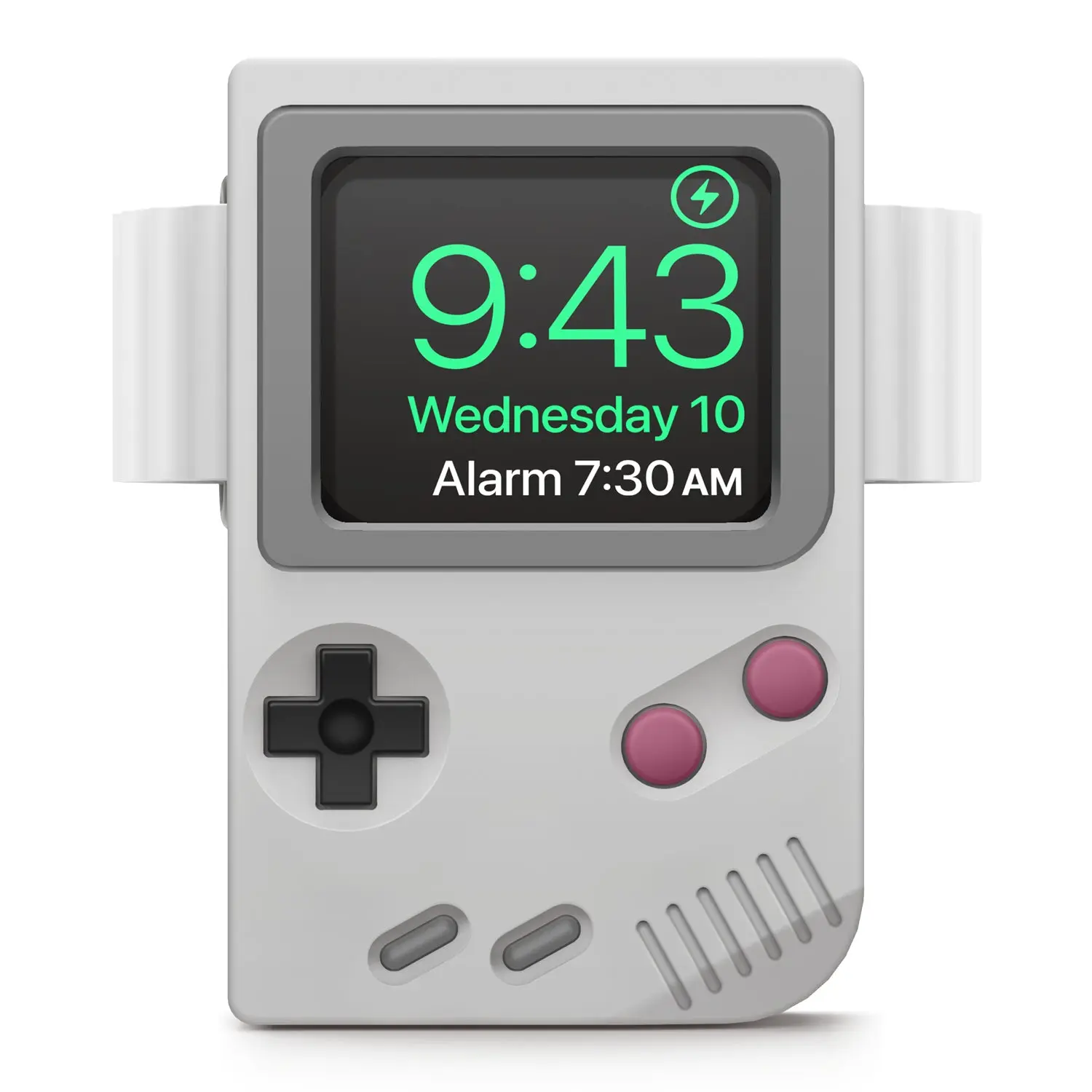 W5 Stand for All Apple Watch Series - Retro Game Console Design, Durable Silicone Charger Accessory [2 Colors]
