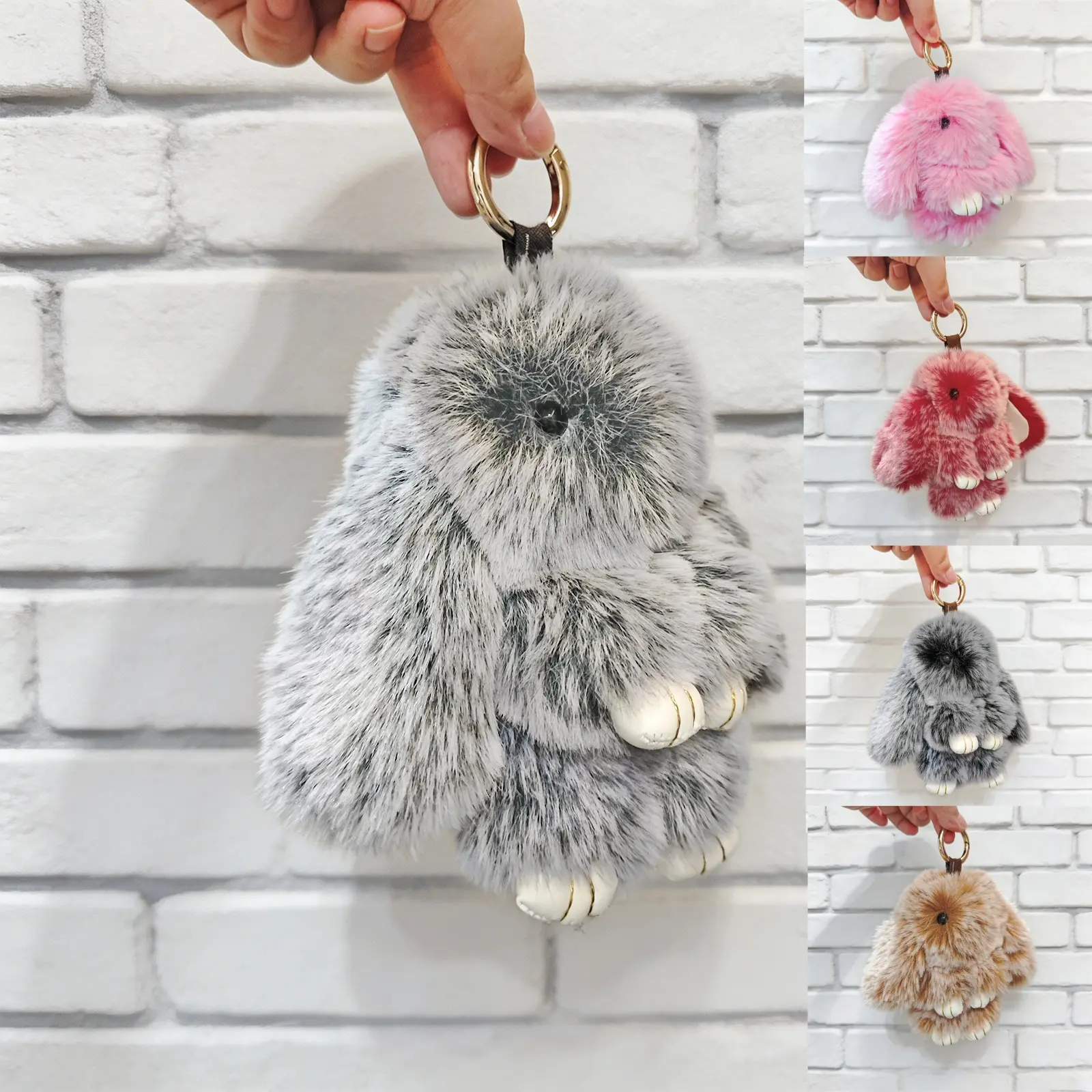 Cutecore Plush Bunny Keychain for Women and Girls, Cartoon Animal Pom Pom Bag Charm, Kawaii Fashion Accessory for Backpacks