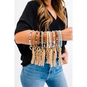 Zoey Beaded Keychain Bracelet - Final Sale