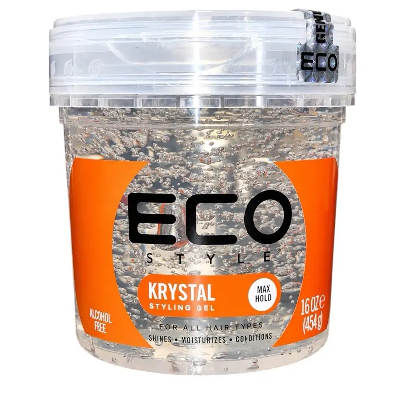 Eco Style Krystal Styling Gel - Adds Body and Shine to all Styles - Moisturizes and Maintains Healthy Hair - Strong, Weightless Hold - Ideal for any Hair Type and Color - Leaves No Residue - 16 oz