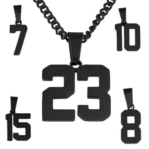Number Pendant Necklace - Black