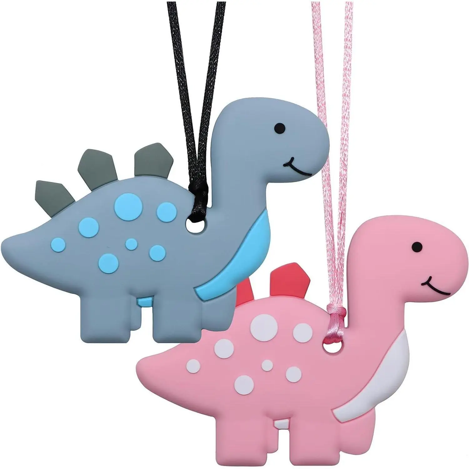 FNE20 Chew Necklaces for Sensory Kids and Adults, Silicone Dinosaur Chewy Necklace for Boys with Autism, ADHD, SPD, Chewing Necklaces for Anxiety, Reduce Fidgeting for Children