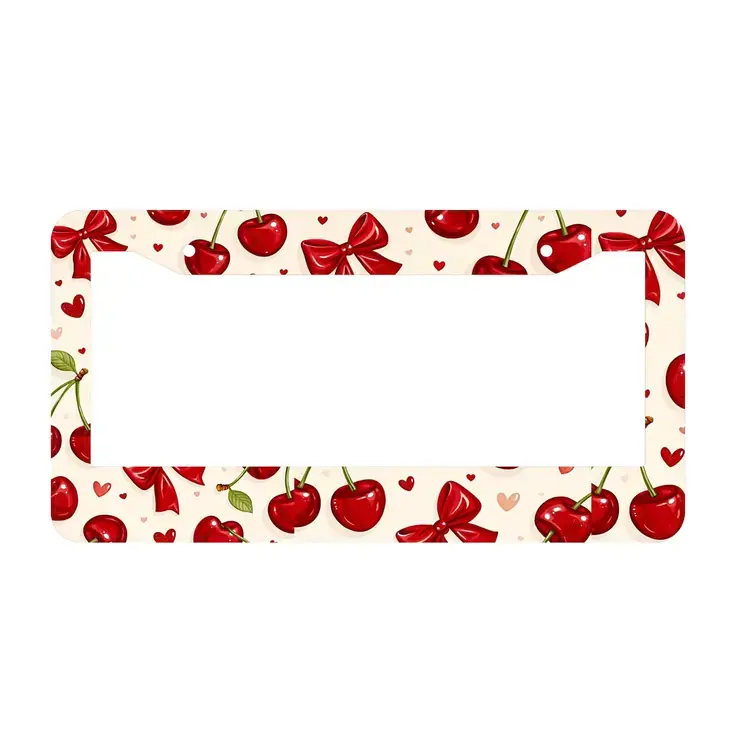Cute Cherry License Plate – Personalized Car Tag, Pastel Aesthetic, Custom Name Plate