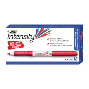 BIC Intensity Red Low Odor Dry Erase Markers, Fine Tip, 12-Count Pack of Erasable Markers with Low-Odor Ink for a Pleasant Writing Experience