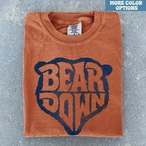 Chicago Football Mascot Comfort Colors T-Shirt, Vintage Graphic Bear Down Tee, Retro Game Day Outfit, Unisex, Fans Gift