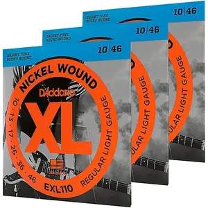 D'Addario EXL110 Nickel Wound Guitar Strings Regular Light Gauge 10-46 Bright Tone Round Wound