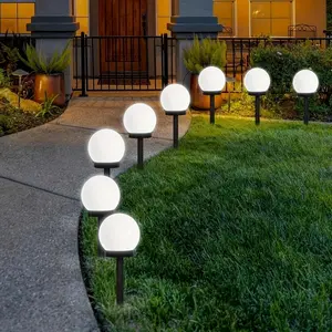 3pcs Solar Globe Outdoor Pathway Lights, LED Round Courtyard Lights, Solar Ball Lights for Garden, Lawn, Path, Walkway, Outdoor Decor