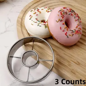 Durable Stainless Steel Donut Mold Set, 3 Counts for Homemade Doughnuts, Easy-To-Use Baking Tool, Ideal for Home Chefs & Bakers, Baking Supplies