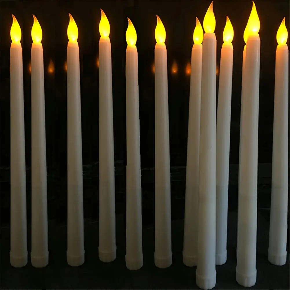 5PCS/10pcs Flameless Taper Candles Flickering LED Battery Operated Taper Candles 3D LED Window Candles for Wedding Home Christmas Halloween Valentine's Christmas Gifts, Room, Home, Bedroom, Birthday Party, Home Halloween decor Batteries Not Included.