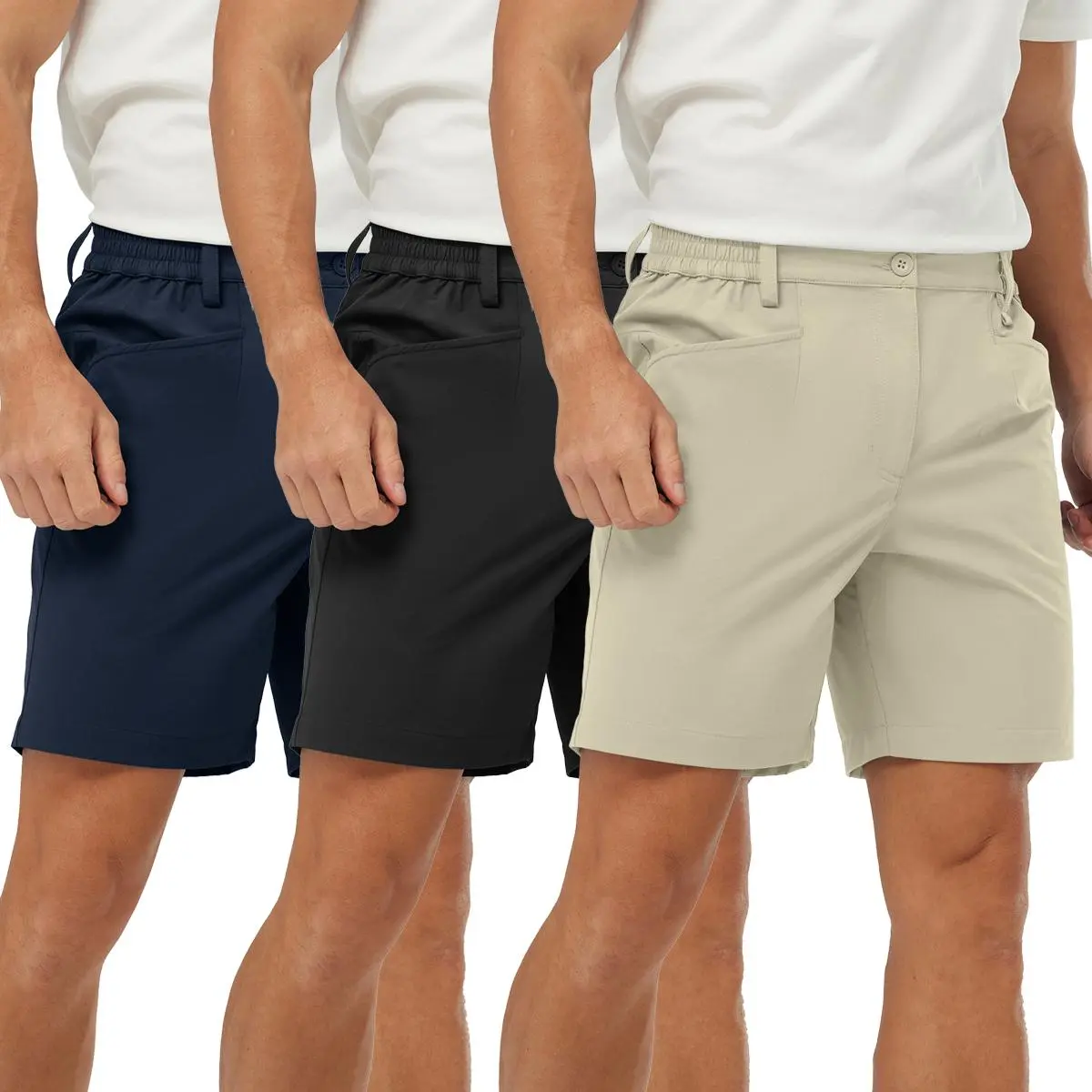 TBMPOY Men's 1-3 Pack 7" Stretch Fit Golf Shorts - Moisture-Wick, Quick Dry, Lightweight Athletic Casual Shorts with Elastic Waist, Zip Closure, Pocket Detail for Work & Travel #summervibes fathersdaygift, Activewear Men's Shorts