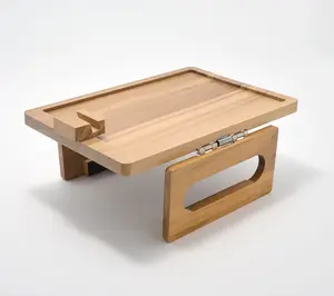 Cella Acaica Wood Sofa Arm Tray Snack Table w/ Tablet Holder
