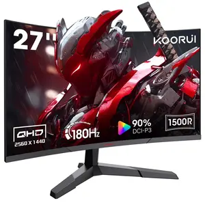 KOORUI 27 inch 2K Curved Gaming Monitor, 180Hz QHD Computer Monitor, 1ms Adaptive-Sync, HDMI/DisplayPort, 27E6QCA