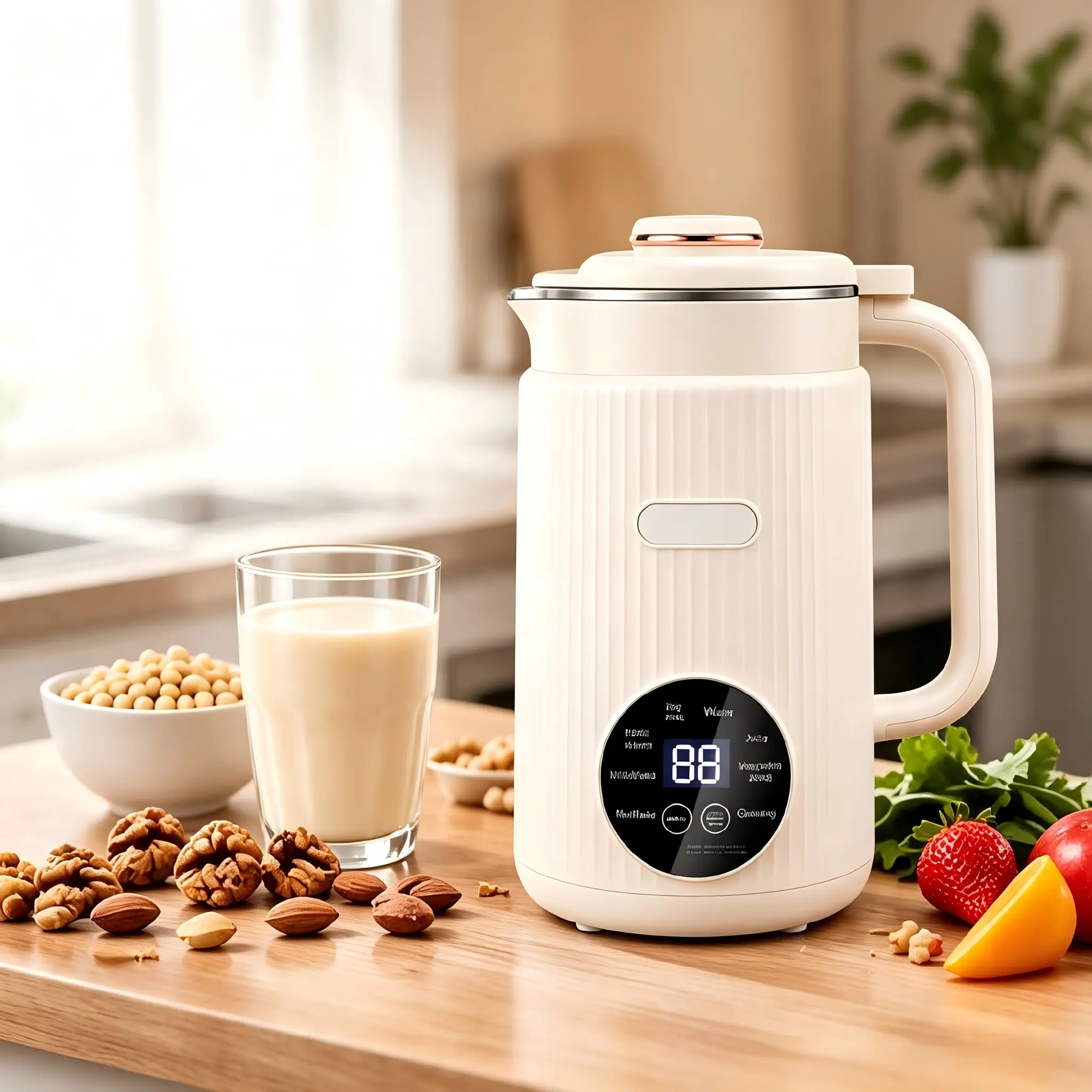 8 in 1 Soy Milk Maker, 40oz Nut Milk Maker Machine with Blender, Self-Cleaning & Delay Start, Plant-Based Milk Maker for Soy, Almond, Oat & Coconut Milk, Non-Dairy Beverage Maker