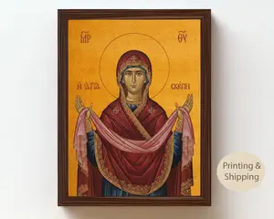 Theotokos Holy Protection Icon – Byzantine Orthodox Christian Wall Art, Religious Home Decor, Catholic Gift Glossy Print