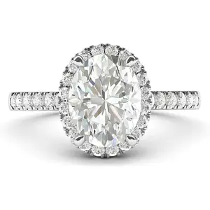 Sterling Silver Simulated Oval Cut or Moissante Halo Engagement Ring with Side Stones Promise Bridal Ring  princess cut ring halorings