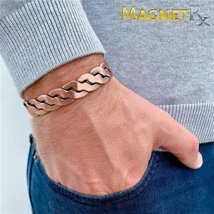 Effective Pure Copper Magnetic Adjustable Twisted Cuff Bracelet Bangles for Men and Women