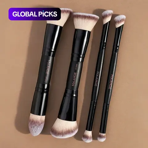 Facial Double-Ended Makeup Artist Brush Set, Multifunctional Soft Cosmetic Brushes, Dual Edge Brushes, Beauty, Duo Brush with Beveled and Tapered Foundation, Ultimate Contour Brush, Blush and Powder, Makeup Tools #GLOBAL PICKS