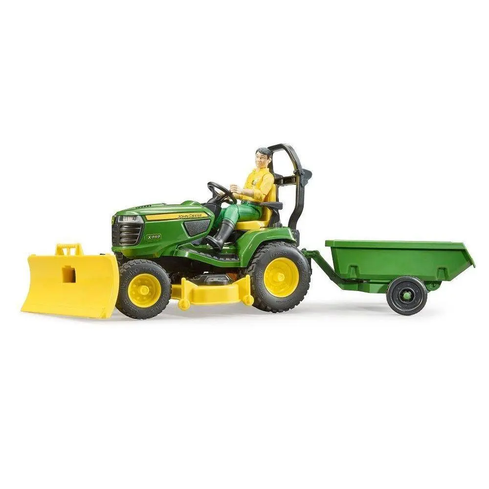 Bruder 09824 Bworld John Deere Lawn Tractor w/ Trailer and Figure 12.10.6